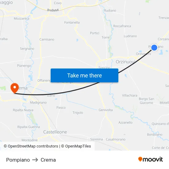 Pompiano to Crema map