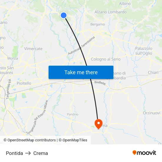 Pontida to Crema map