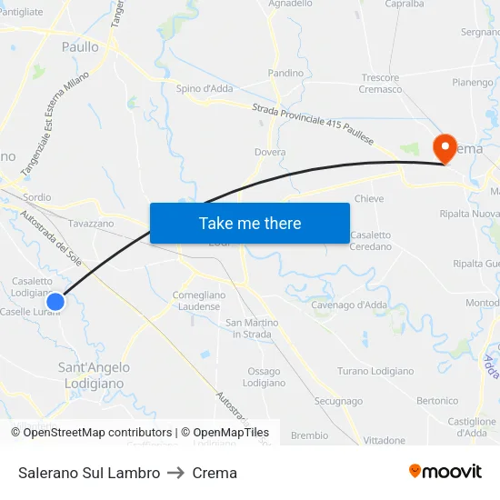 Salerano Sul Lambro to Crema map