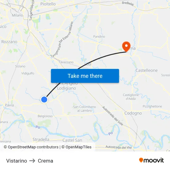 Vistarino to Crema map