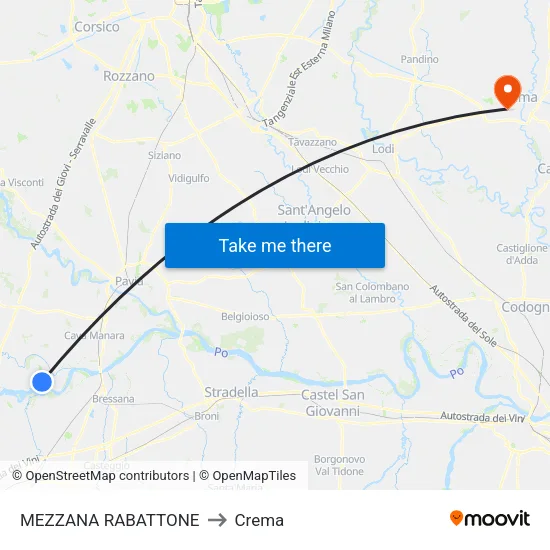 Mezzana Rabattone to Crema map
