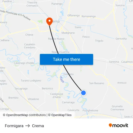 Formigara to Crema map