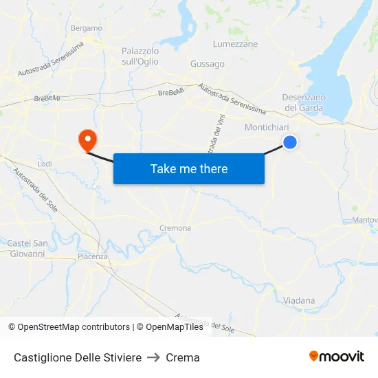 Castiglione Delle Stiviere to Crema map