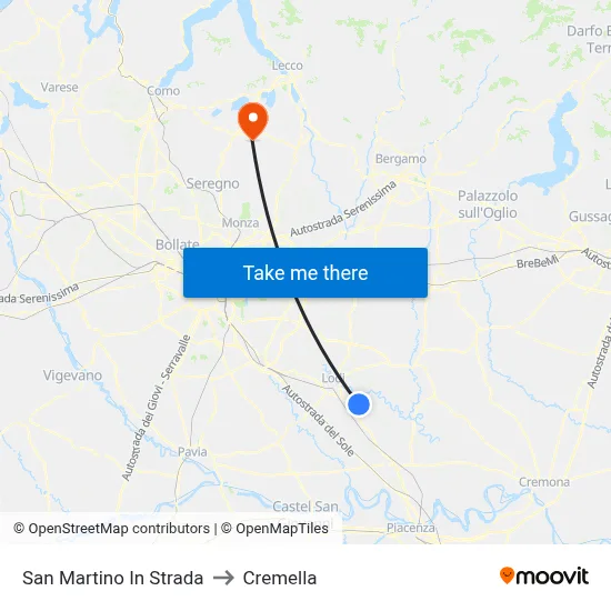 San Martino In Strada to Cremella map