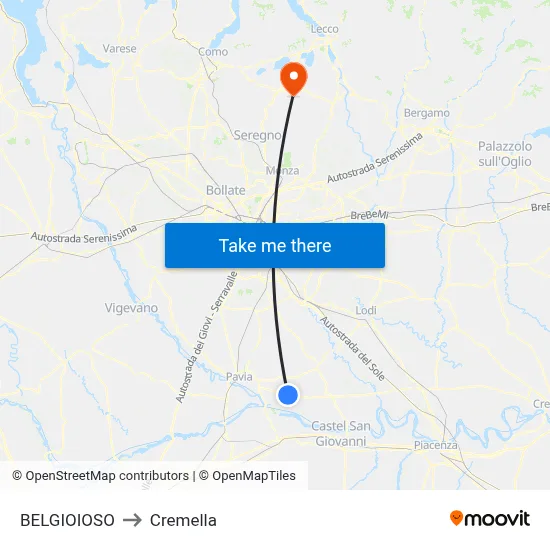 BELGIOIOSO to Cremella map