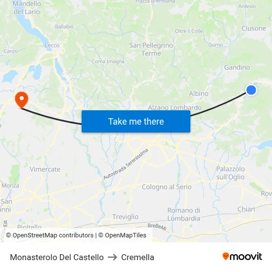 Monasterolo del Castello to Cremella map