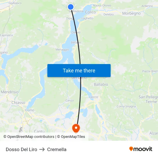 Dosso Del Liro to Cremella map