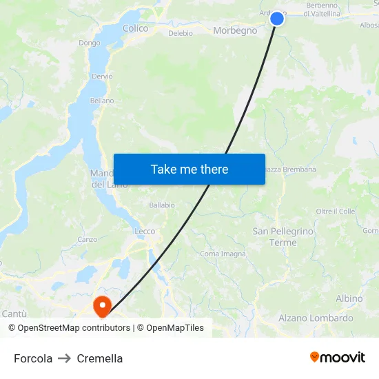 Forcola to Cremella map