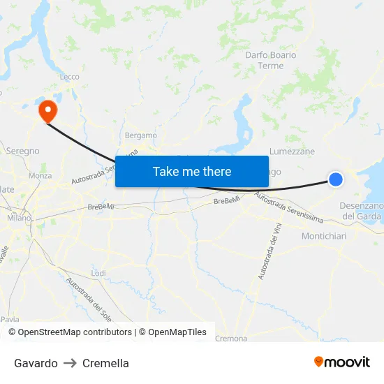 Gavardo to Cremella map