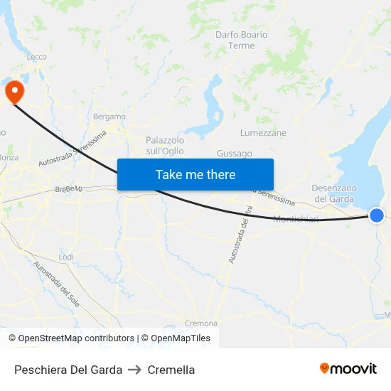 Peschiera Del Garda to Cremella map