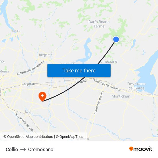 Collio to Cremosano map