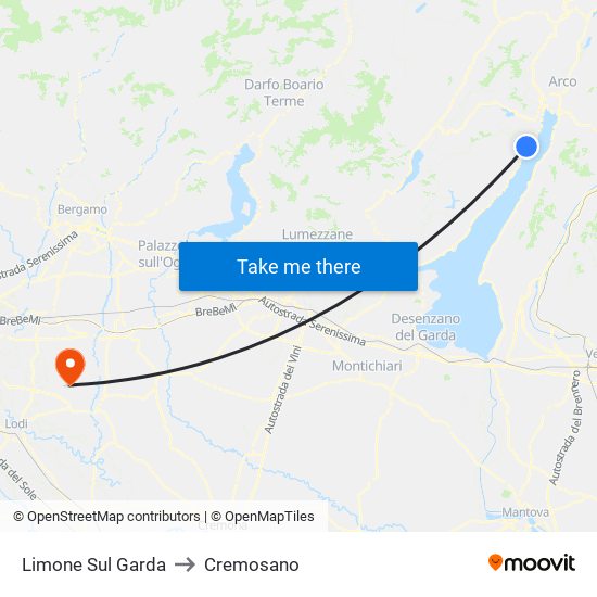 Limone Sul Garda to Cremosano map