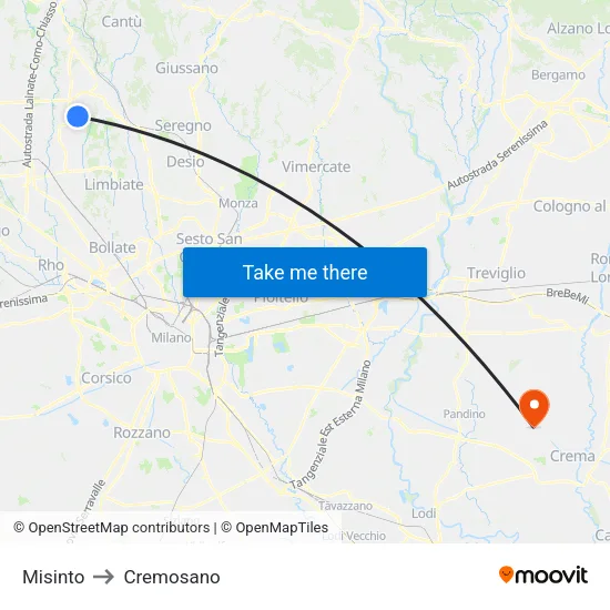 Misinto to Cremosano map