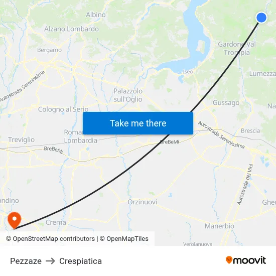 Pezzaze to Crespiatica map