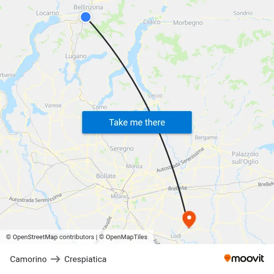 Camorino to Crespiatica map