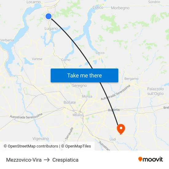 Mezzovico-Vira to Crespiatica map