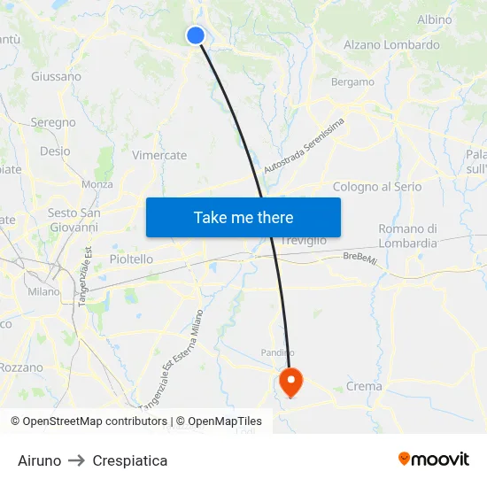 Airuno to Crespiatica map