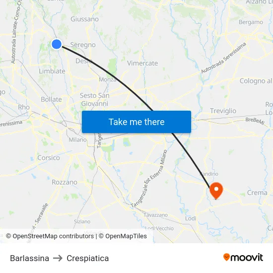 Barlassina to Crespiatica map
