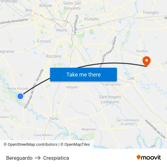 Bereguardo to Crespiatica map