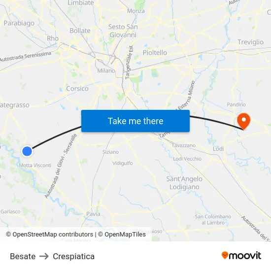 Besate to Crespiatica map