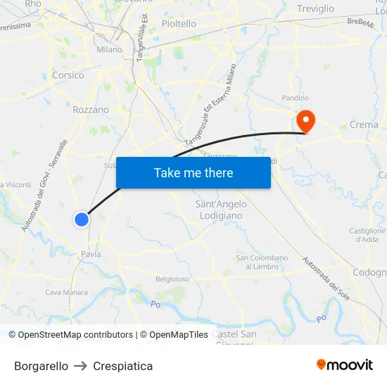 Borgarello to Crespiatica map