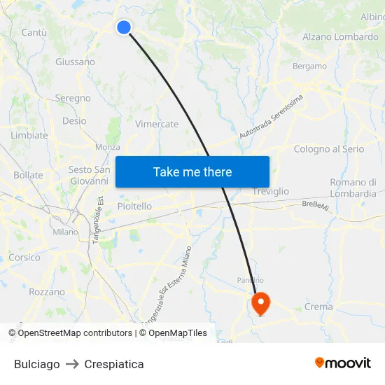 Bulciago to Crespiatica map