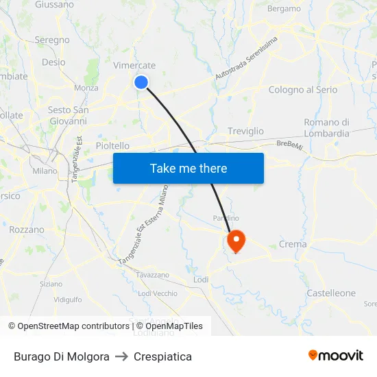 Burago di Molgora to Crespiatica map