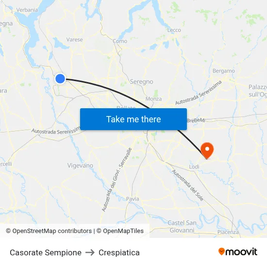 Casorate Sempione to Crespiatica map