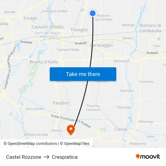 Castel Rozzone to Crespiatica map