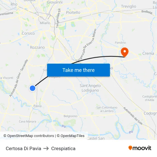 Certosa Di Pavia to Crespiatica map