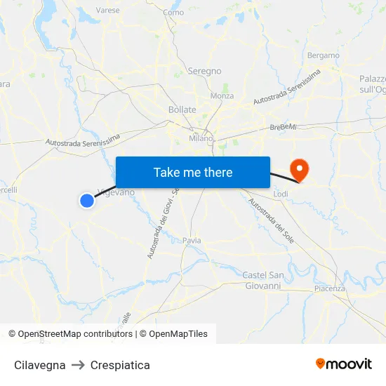 Cilavegna to Crespiatica map