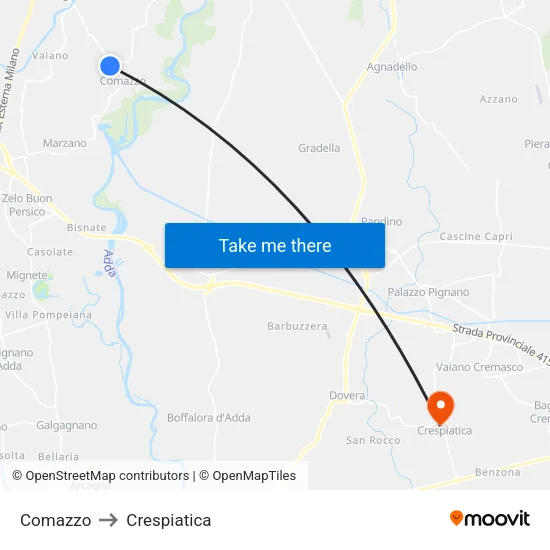 Comazzo to Crespiatica map