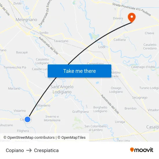 Copiano to Crespiatica map