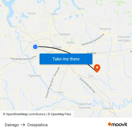 Dairago to Crespiatica map