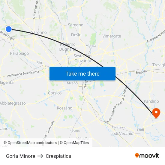 Gorla Minore to Crespiatica map