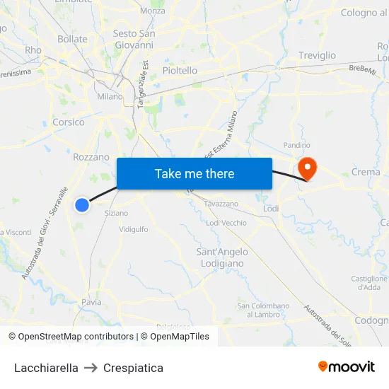 Lacchiarella to Crespiatica map