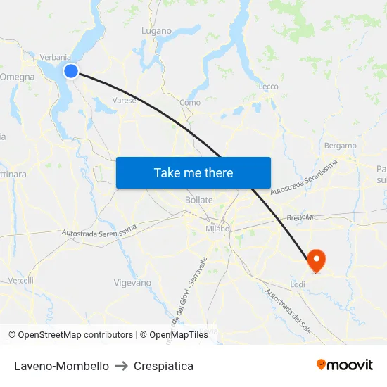 Laveno-Mombello to Crespiatica map