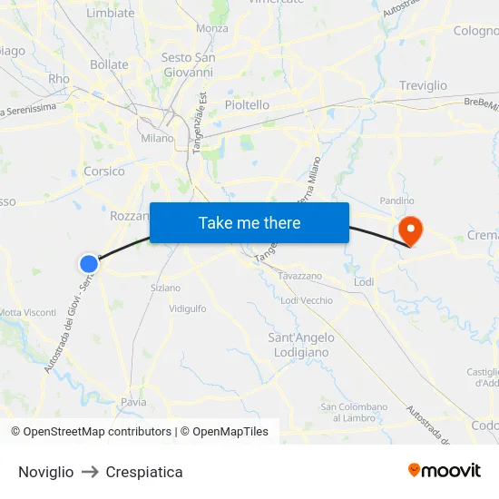 Noviglio to Crespiatica map