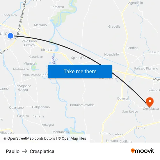 Paullo to Crespiatica map