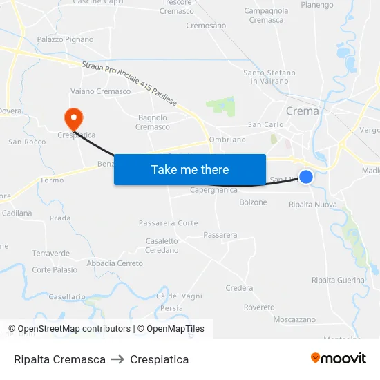 Ripalta Cremasca to Crespiatica map