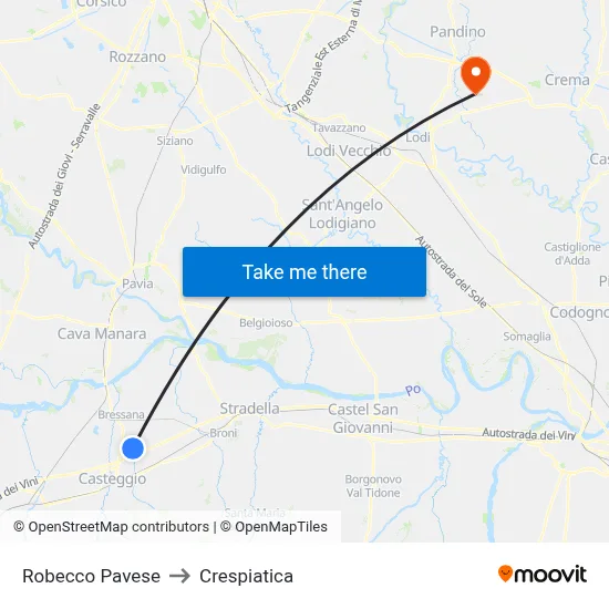 Robecco Pavese to Crespiatica map