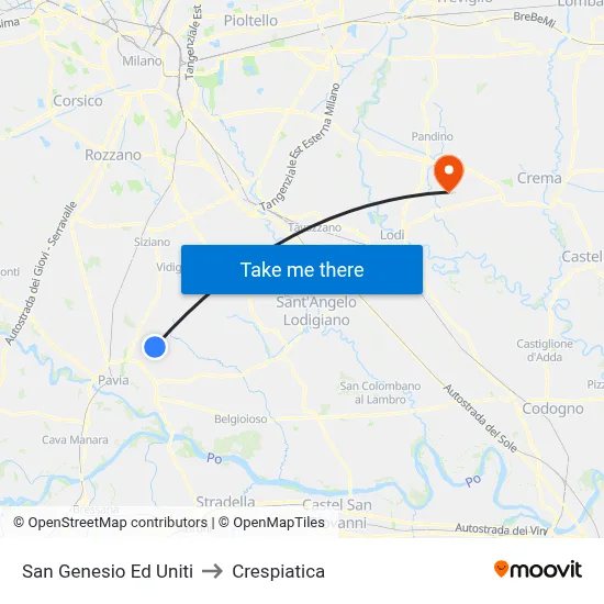 San Genesio Ed Uniti to Crespiatica map