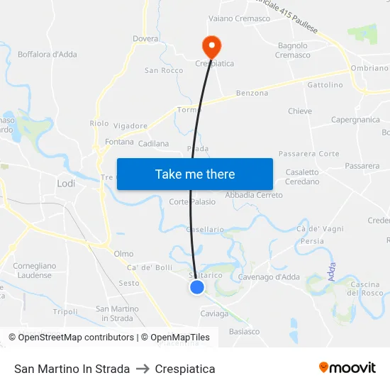San Martino In Strada to Crespiatica map