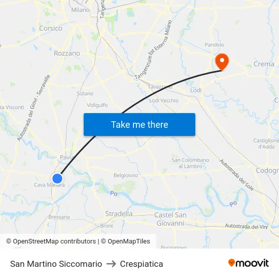 San Martino Siccomario to Crespiatica map