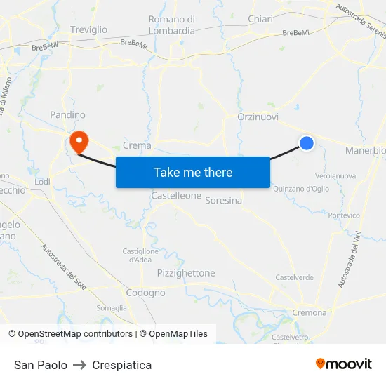 San Paolo to Crespiatica map