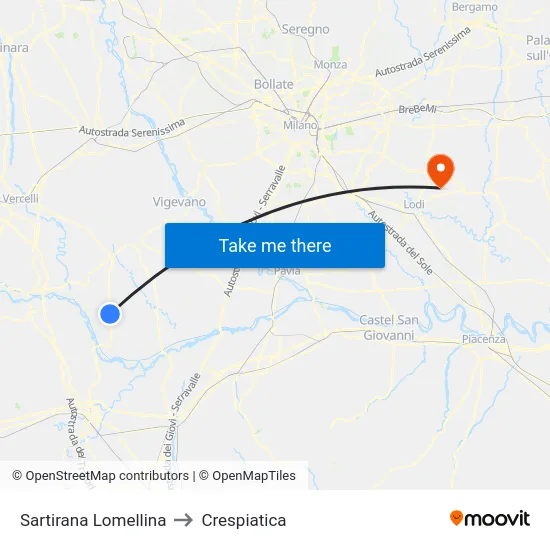 Sartirana Lomellina to Crespiatica map