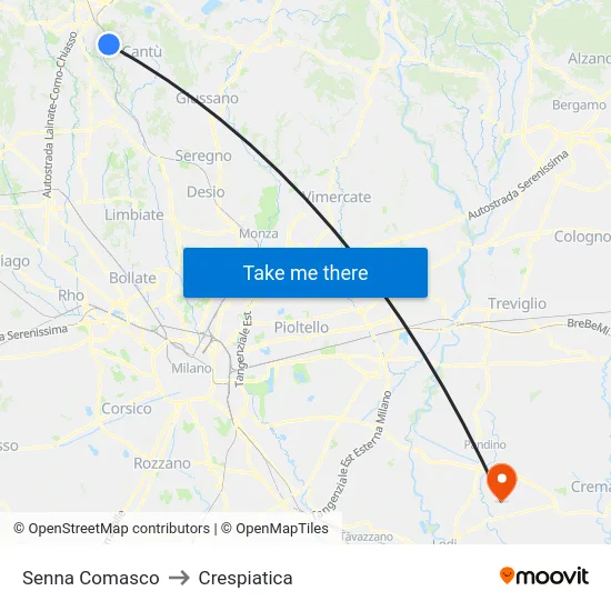 Senna Comasco to Crespiatica map