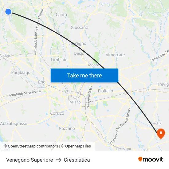 Venegono Superiore to Crespiatica map