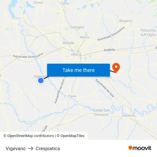 Vigevano to Crespiatica map