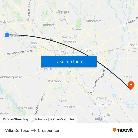 Villa Cortese to Crespiatica map